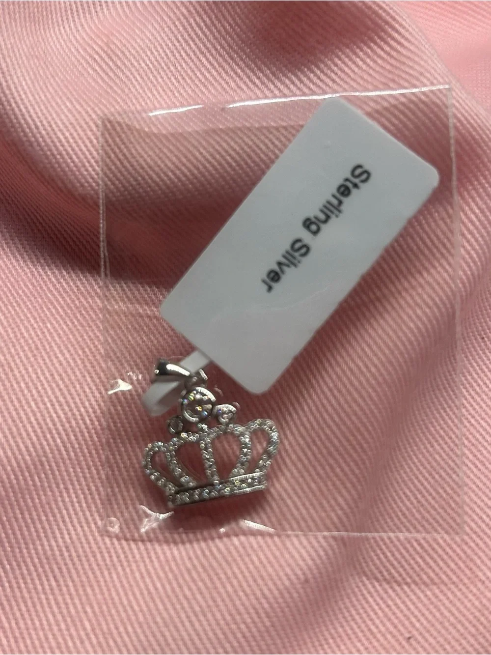 Sparkling Crown Moissanite Charm - Sterling Silver